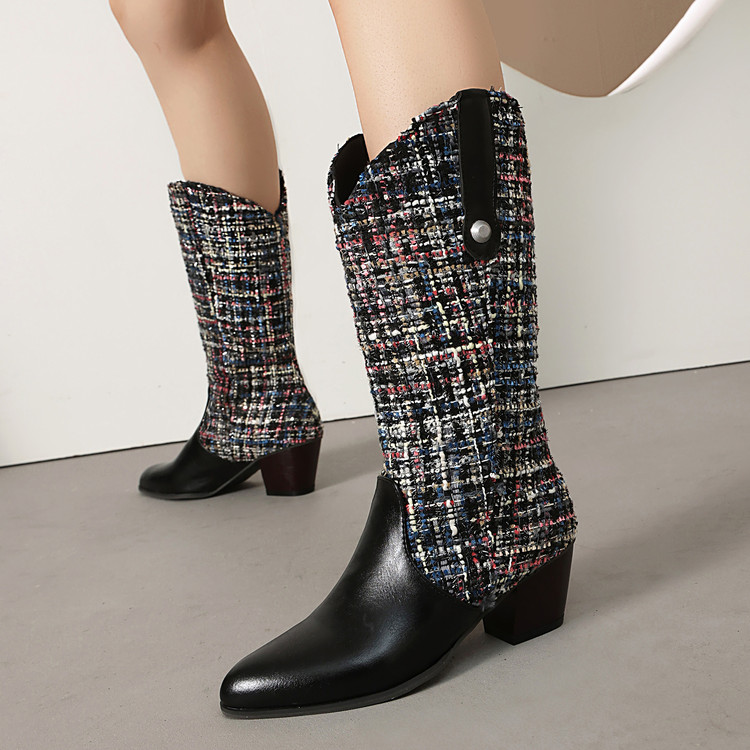 Floral Polka Dot Pointed Toe Platform Martin Boots